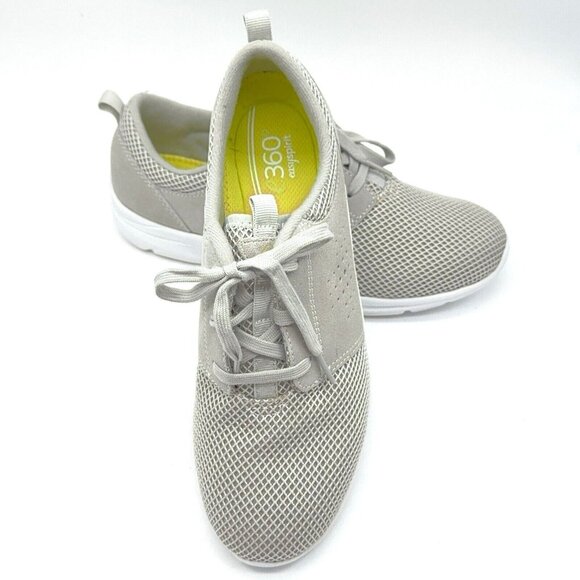 Easy Spirit Oxford Sneaker Leather Mesh Light Gray Quick Run Lace Up E360 Sz 9 W - Picture 1 of 10